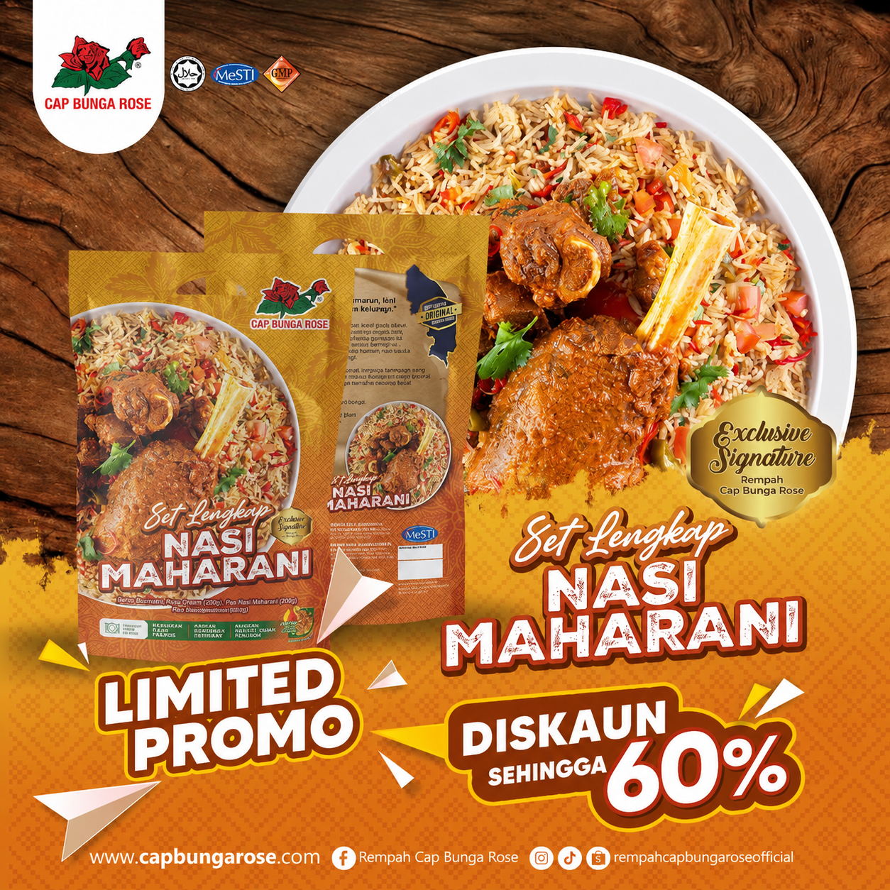 Set Lengkap Nasi Maharani Cap Bunga Rose 610gm