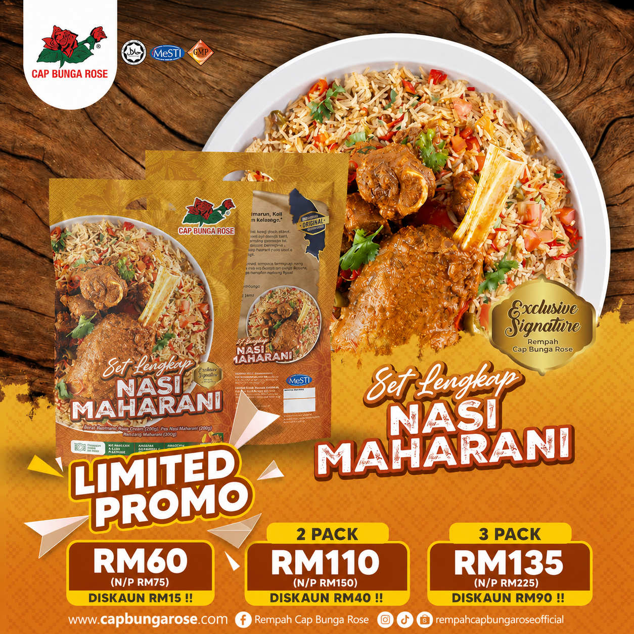 Set Lengkap Nasi Maharani Cap Bunga Rose 610gm