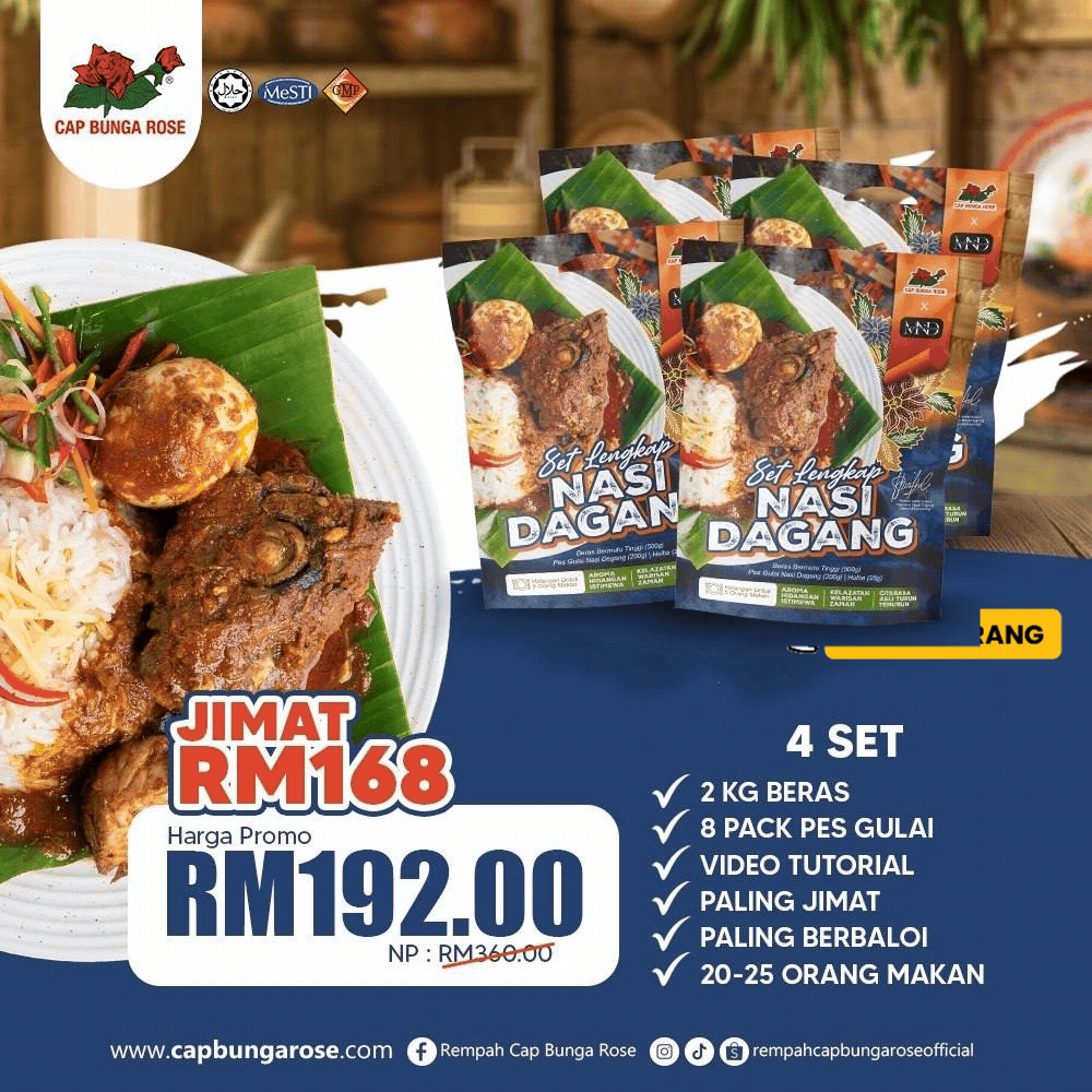Set Lengkap Nasi Dagang Cap Bunga Rose 500g