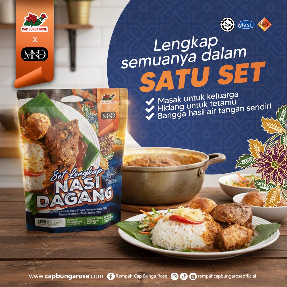 Set Lengkap Nasi Dagang Cap Bunga Rose 1.5kg