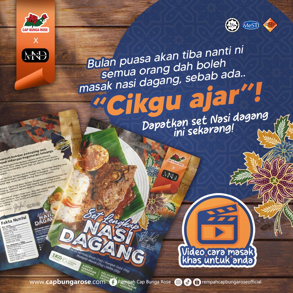 Set Lengkap Nasi Dagang Cap Bunga Rose 1.5kg