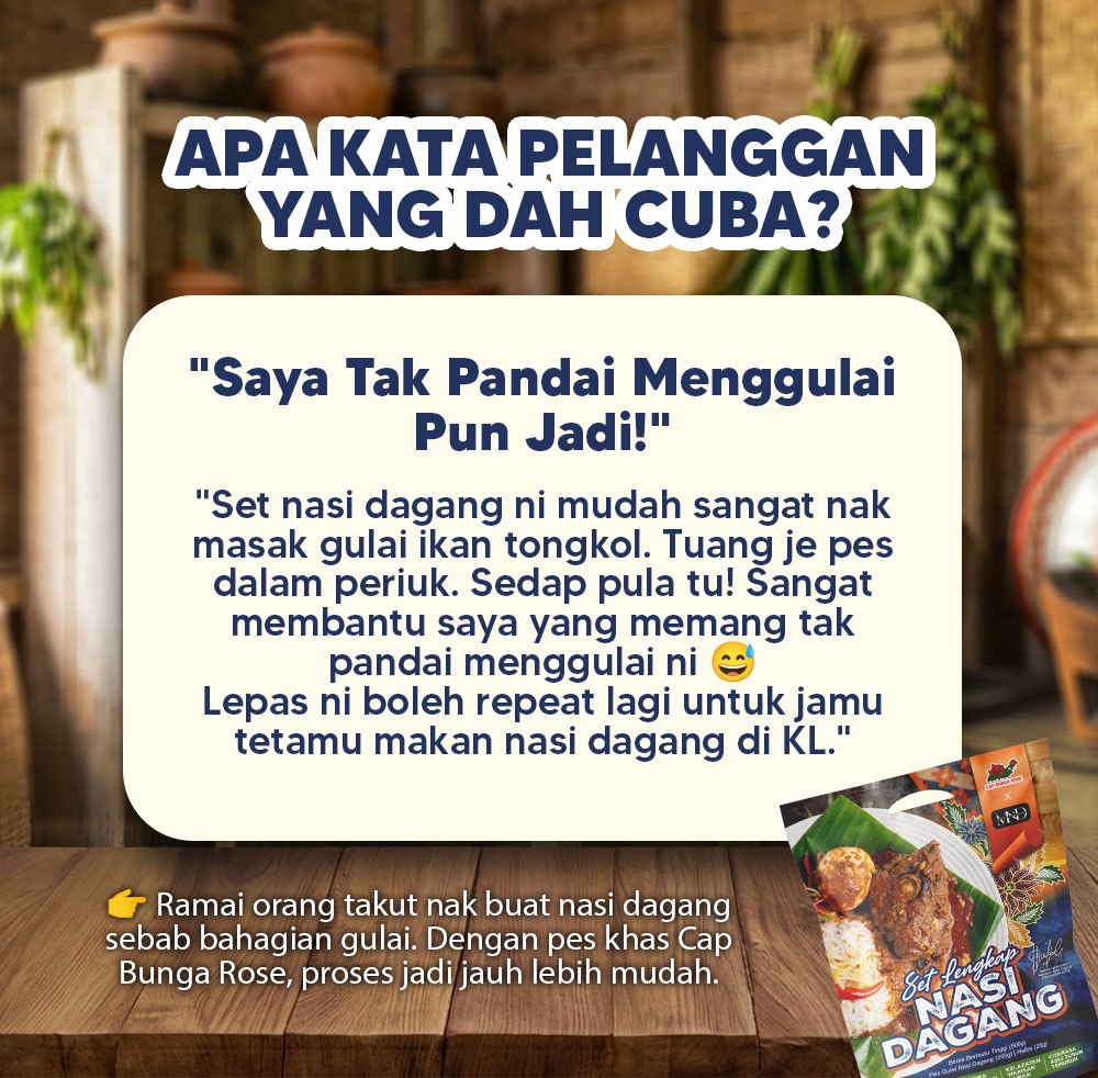 Set Lengkap Nasi Dagang Cap Bunga Rose 500g