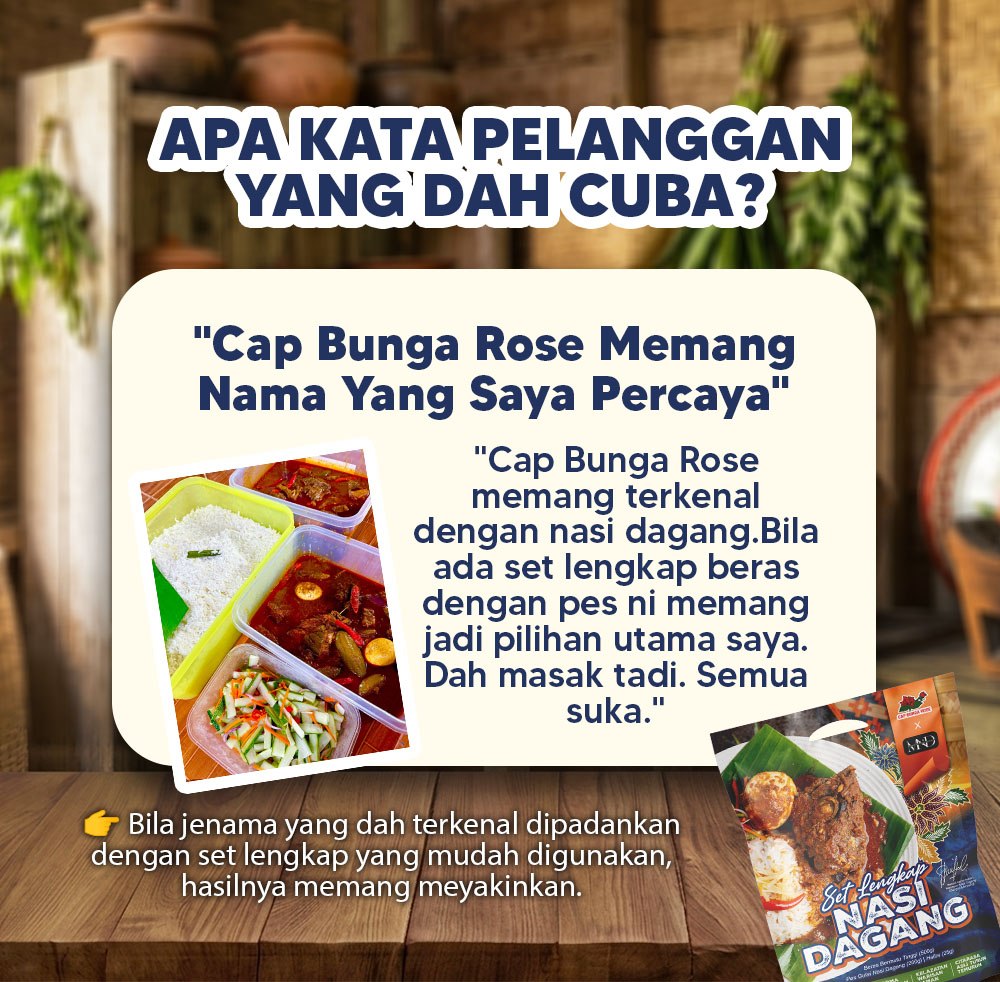 Set Lengkap Nasi Dagang Cap Bunga Rose 500g